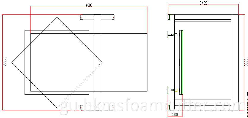 CNC Oscillating Blade with turntable installation drawing 